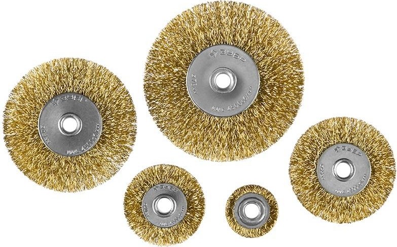 Щетка обдирочная для дрели ЗУБР ПРОФЕССИОНАЛ набор щеток дисковых витая проволока 0,3мм, 5 шт 3521-H5_z02 - изображение 3