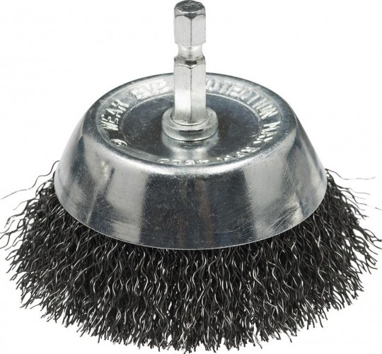 Щетка обдирочная для дрели Профоснастка № 616 Эксперт 6гр хв 6.35 мм D75 мм чаш, гофрир, нерж. 20902002