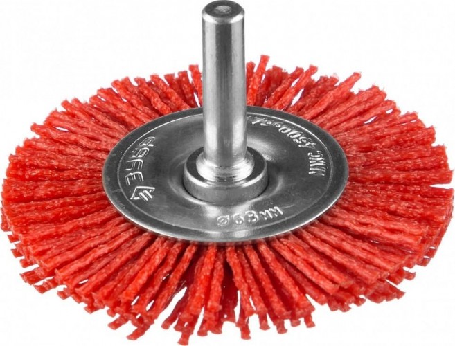 Щетка обдирочная для дрели ЗУБР ПРОФЕССИОНАЛ нейлоновая проволока с абразивным покрытием, 63мм 35161-063_z02