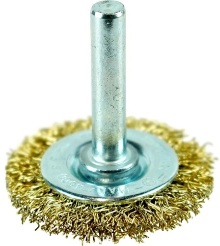 Щетка обдирочная для дрели BERGER BG1728 латунированная сталь 0.3 мм, d 38 мм, хвостовик 6 - изображение 2