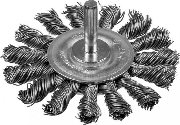 Щетка обдирочная для дрели ЗУБР ПРОФЕССИОНАЛ дисковая проволока 0,5мм, 75мм 3522-075_z02