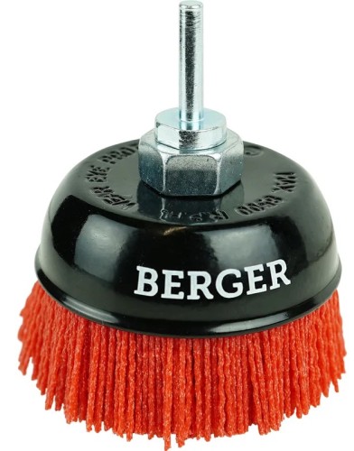 Щетка обдирочная для дрели BERGER BG1747 абразивный нейлон 1.2 мм, P80, d 100 мм, M14 + хво