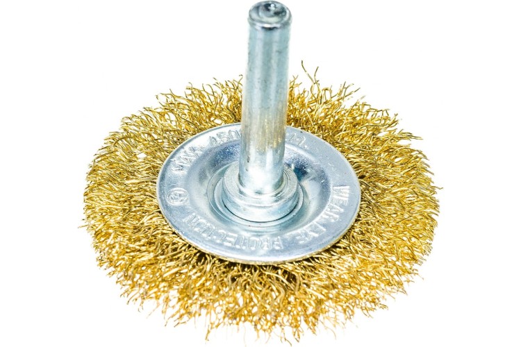 Щетка обдирочная для дрели MATRIX 50 мм плоская со шпилькой, витая проволока 74444
