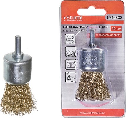 Щетка обдирочная для дрели Sturm 5 240 803 кистеобразная мягкая, латун.волн. 5240803 - изображение 4
