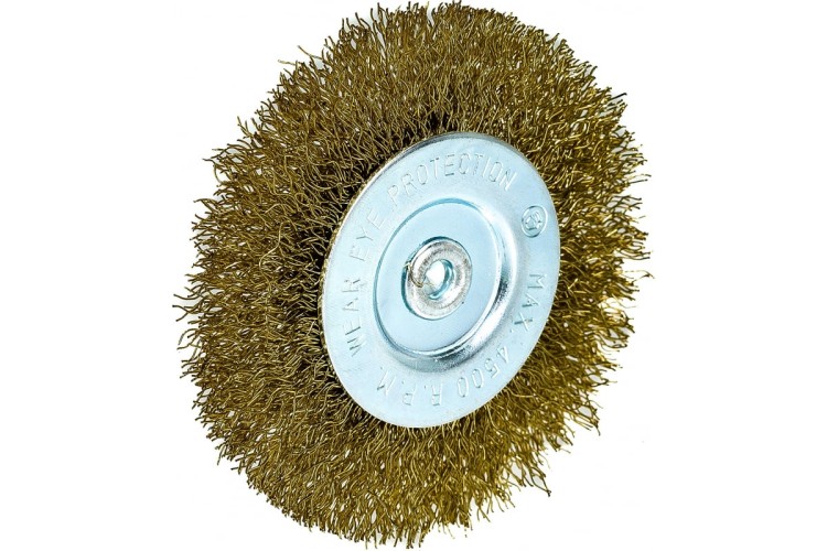 Щетка обдирочная для дрели MATRIX 75 мм плоская со шпилькой, витая проволока 74448 - изображение 4