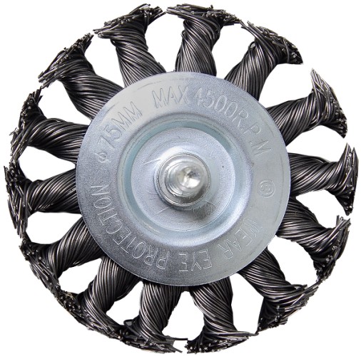 Щетка обдирочная для дрели ВИХРЬ плоская, крученая, 75 мм 73/1/3/47