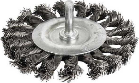 Щетка обдирочная для дрели ПРАКТИКА радиальная витая D-75 мм , хвост 6 мм 242-694 242-694