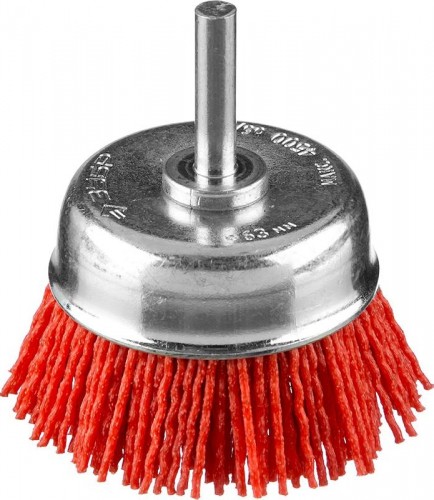 Щетка обдирочная для дрели ЗУБР ПРОФЕССИОНАЛ нейлоновая проволока с абразивным покрытием, 63мм 35165-063_z02