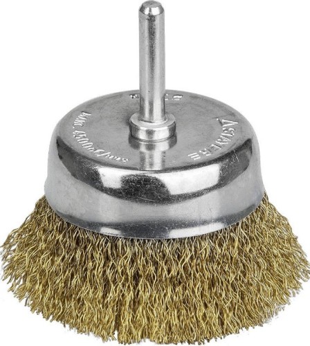 Щетка обдирочная для дрели STAYER PROFESSIONAL витая стальная латунированная проволока 0,3мм, 50м 35117-050_z01