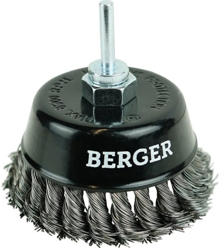 Щетка обдирочная для дрели BERGER BG1744 витая оцинкованная сталь 0.5 мм, d 100 мм, M14 + х