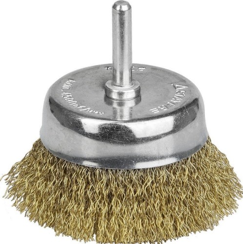 Щетка обдирочная для дрели STAYER PROFESSIONAL витая стальная латунированная проволока 0,3мм, 75м 35117-075_z01