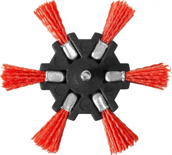 Щетка обдирочная для дрели ЗУБР ПРОФЕССИОНАЛ дисковая "звезда" нейлоновая проволока с абразивны 35163-100_z02