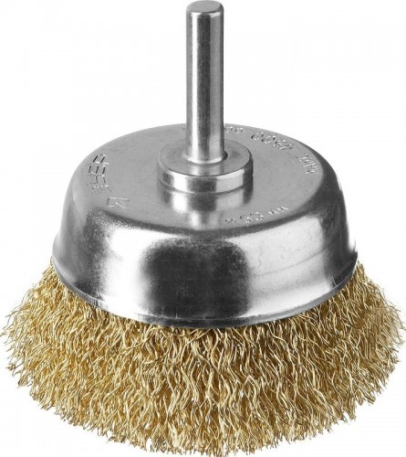 Щетка обдирочная для дрели ЗУБР ПРОФЕССИОНАЛ витая латунированная стальная проволока 0,3мм, 63м 3525-063_z02
