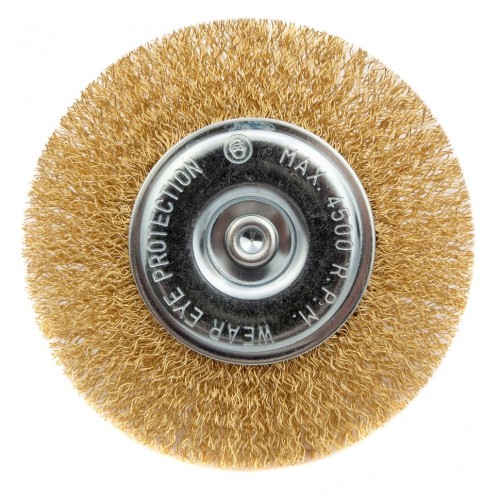 Щетка обдирочная для дрели MATRIX 100 мм плоская со шпилькой, витая проволока 74450 - изображение 3
