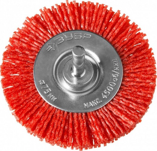 Щетка обдирочная для дрели ЗУБР ПРОФЕССИОНАЛ нейлоновая проволока с абразивным покрытием, 75мм 35161-075_z02 - изображение 4