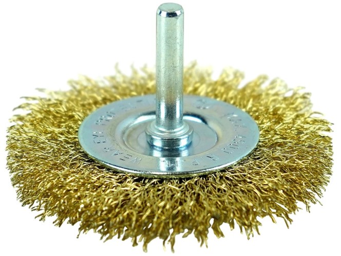 Щетка обдирочная для дрели BERGER BG1730 латунированная сталь 0.3 мм, d 75 мм, хвостовик 6 - изображение 2