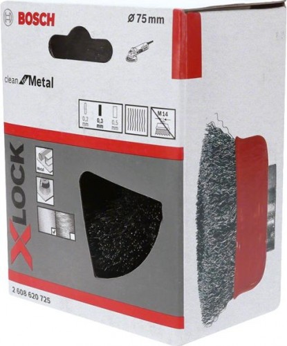 Щетка обдирочная для УШМ BOSCH чашеобразная D-75 мм X-LOCK 2608620725 - изображение 2