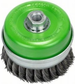 Щетка обдирочная для УШМ BOSCH чашеобразная INOX D-75 мм М14 витая усиленная 2608622105
