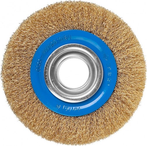 Щетка обдирочная для заточного станка ЗУБР ПРОФЕССИОНАЛ дисковая для витая латунирован проволока 0,3мм, 15 35186-150_z01