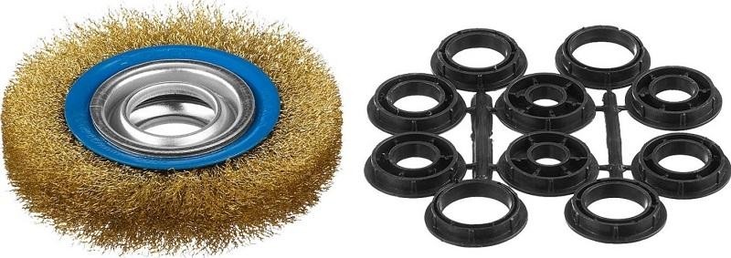 Щетка обдирочная для заточного станка ЗУБР ПРОФЕССИОНАЛ дисковая для витая латунирован проволока 0,3мм, 12 35186-125_z01