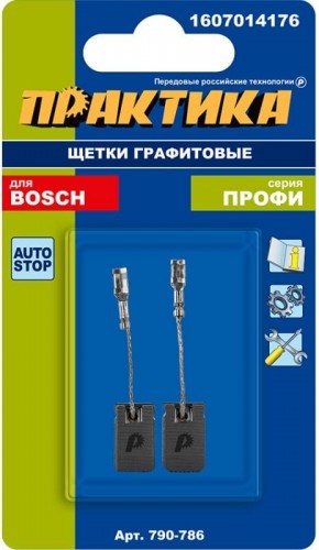 Щетка угольная ПРАКТИКА 790-786 графитовая для bosch (аналог1607014176) - изображение 2