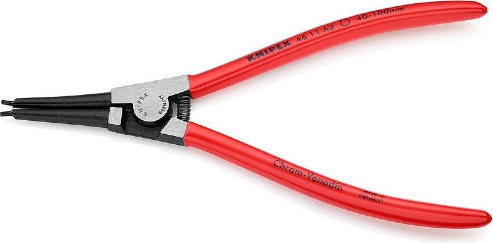 Щипцы KNIPEX KN-4611A3SB для внешних стопорных колец, прямые губки, ø 40-10