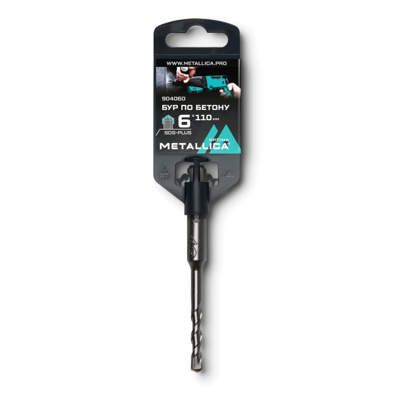 Бур по бетону SDS-plus METALLICA Optima   6х110/50 мм, напайка с центром, 2 спирали