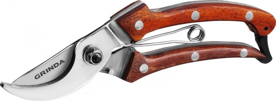 Секатор GRINDA PRO Line P-17 цельнокованый, деревянные рукоятки 195 мм 423417