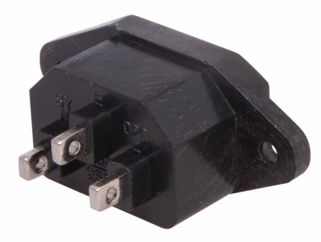 Сетевое гнездо REXANT 11-0001 на корпус ("папа" контакт) ( уп. 25 штук )