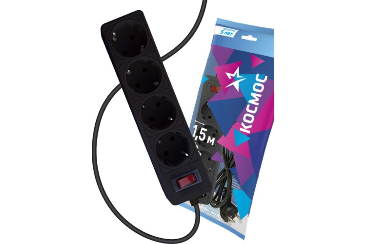 Сетевой фильтр КОСМОС FKsm1.5m-4g с заземлением 3*0,75мм², черный FKsm1.5m-4g(B) - изображение 5