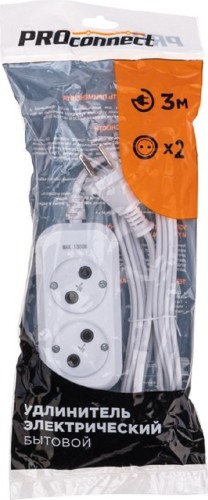 Сетевой фильтр Proconnect 13-4201 2 гнезда, 3м, 2х0,75мм², б/з, белый - изображение 4