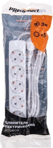 Сетевой фильтр Proconnect 13-4212 5 гнезд, 3м, 3х0,75мм², с/з, белый - изображение 3