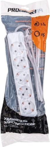 Сетевой фильтр Proconnect 13-4211 5 гнезд, 1,5м, 3х0,75мм², с/з, белый - изображение 3