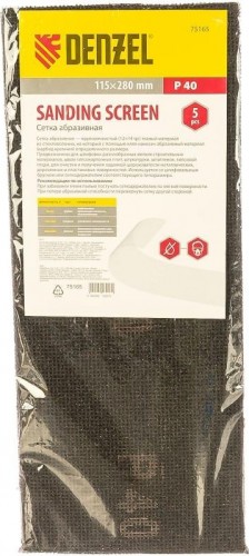 Сетка шлифовальная Denzel 75 165 p 40, 115х280 мм, 5 шт. 75165
