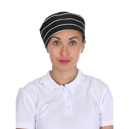 Шапочка повара «Таблетка» чёрно-белая полоска [00400] - изображение 2