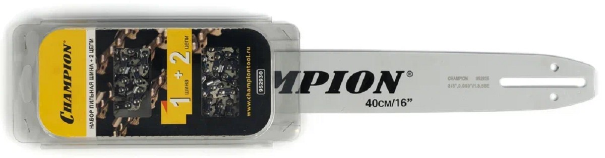 Шина для цепной пилы CHAMPION 16"-3/8-1.3-56 160SDEA041 + 2 цепи(952930) 952930