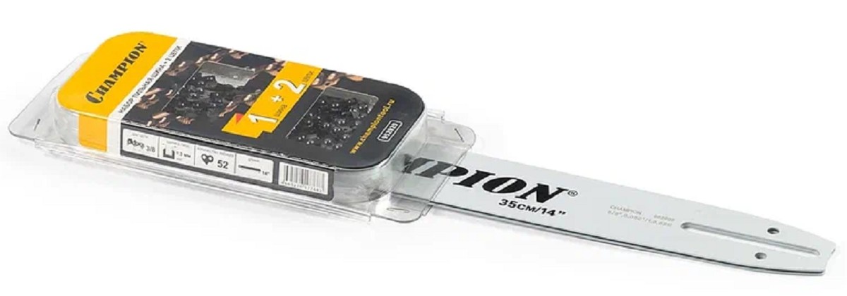 Шина для цепной пилы CHAMPION 14"-3/8-1,3-52 140SDEA041 + 2 цепи (952929) 952929 - изображение 4