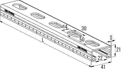 Шина FISCHER 21 х 41 х 6000 монтажная FUS 21/2,0 97661 97661 - изображение 2