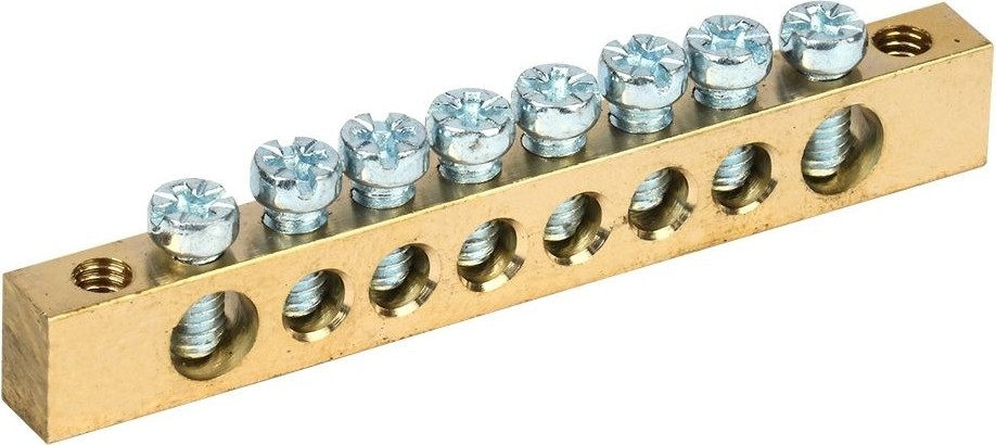 Шина IEK PEN "земля-ноль" 6х9мм 8/2 (8групп/крепеж по краям)  YNN11-08-100