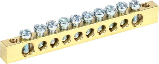 Шина IEK PEN "земля-ноль" 6х9мм 10/2 (10групп/крепеж по краям)  YNN11-10-100