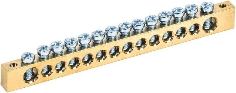 Шина IEK PEN "земля-ноль" 8х12мм 14/2 (14групп/крепеж по краям) YNN21-14-100