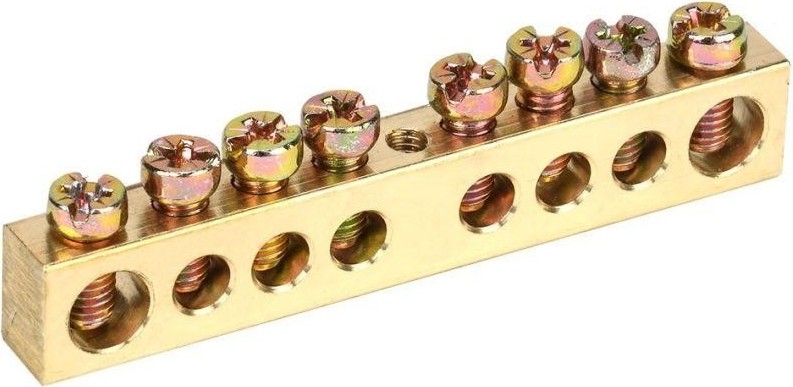 Шина IEK PEN "земля-ноль" 8х12мм 8/1 (8групп/крепеж по центру)  YNN20-08-100