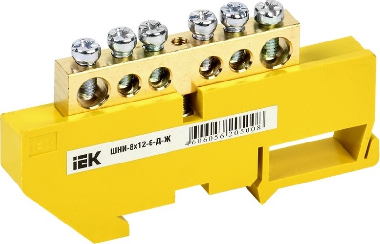 Шина IEK ШНИ-6х12-10-Д-Ж PE "земля" на DIN-изол. YNN10-812-10D-K05