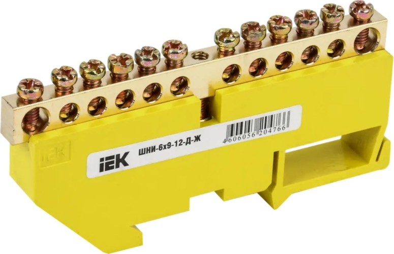 Шина IEK ШНИ-6х12-12-Д-Ж PE "земля" на DIN-изол. YNN10-812-12D-K05