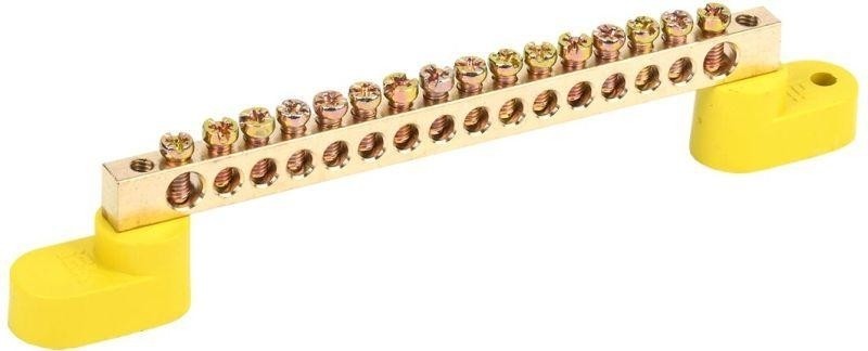 Шина IEK ШНИ-6х9-16-У2-Ж PE "земля" на двух угловых изоляторах YNN10-69-16C2-K05