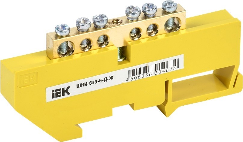 Шина IEK ШНИ-6х9-6-Д-Ж PE "земля" на DIN-изоляторе  YNN10-69-6D-K05