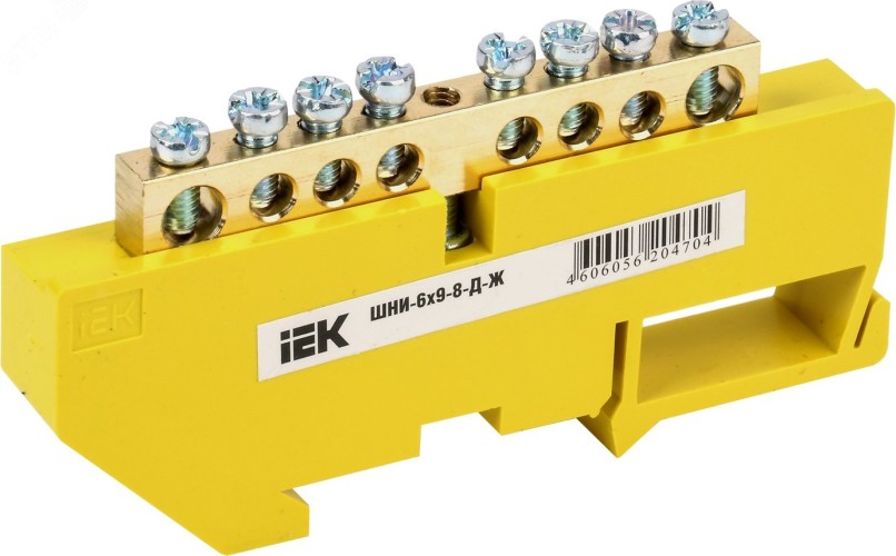Шина IEK ШНИ-6х9-8-Д-Ж PE "земля" на DIN-изол.  YNN10-69-8D-K05