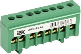 Шина IEK ШНИ-6х9-8-К-З PE "земля" в корп. изол. на DIN-рейку, зел YNN10-69-8KD-K06