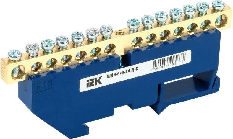 Шина нулевая IEK ШНИ-6х9-14-Д-С на DIN-изол.  YNN10-69-14D-K07
