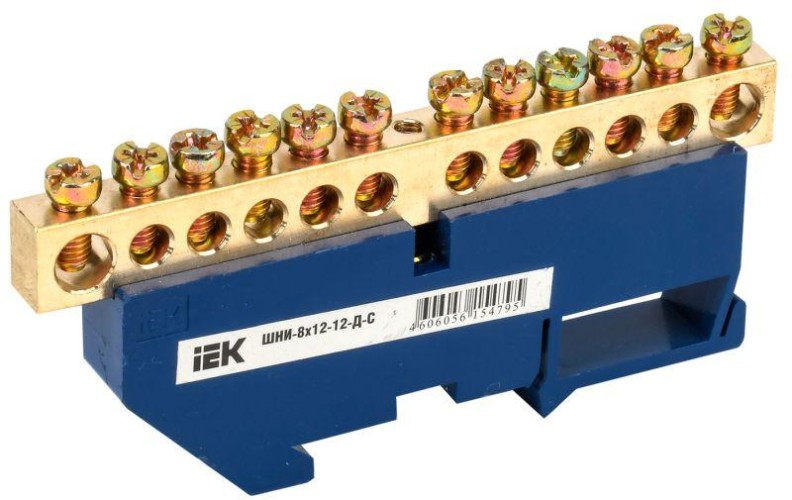 Шина нулевая IEK ШНИ-8х12-12-Д-С на DIN-изол.  YNN10-812-12D-K07